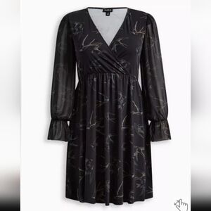 Torrid Black Bird Print Dress